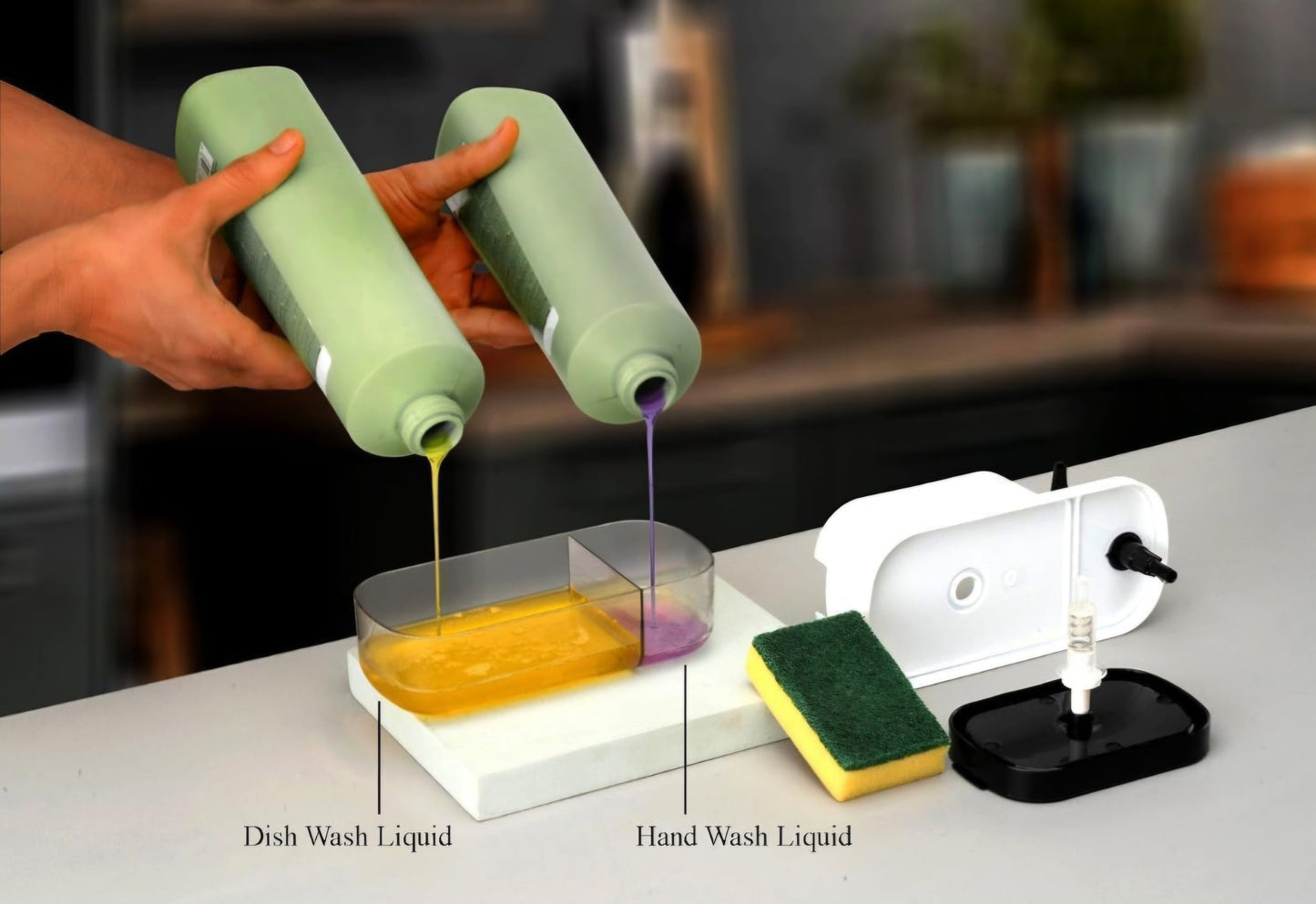 2-in-1 Kitchen Soap Dispenser with Sponge Holder