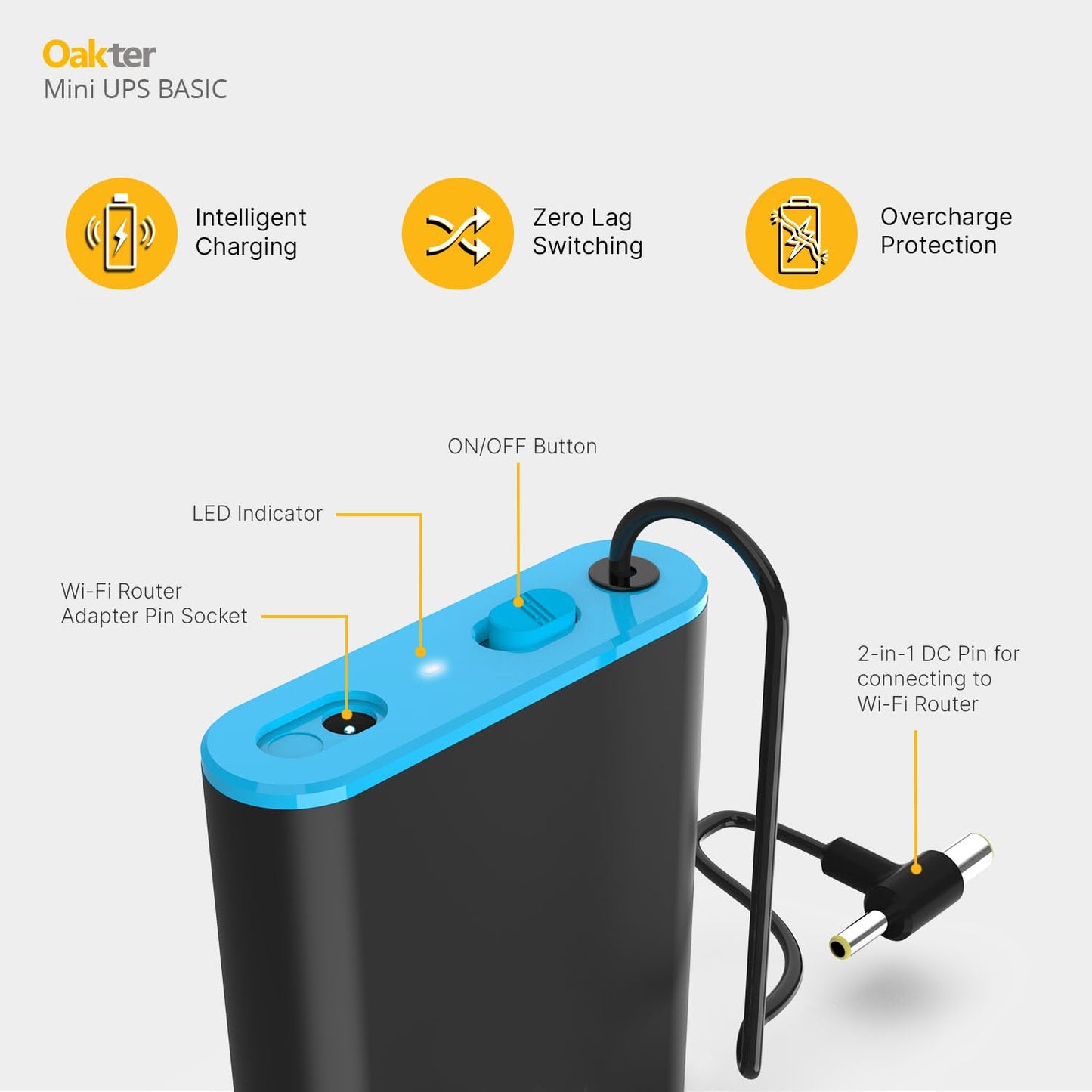 Mini UPS Basic for WiFi Router| Supports 12V-2A Routers. Backup Upto 3 Hours
