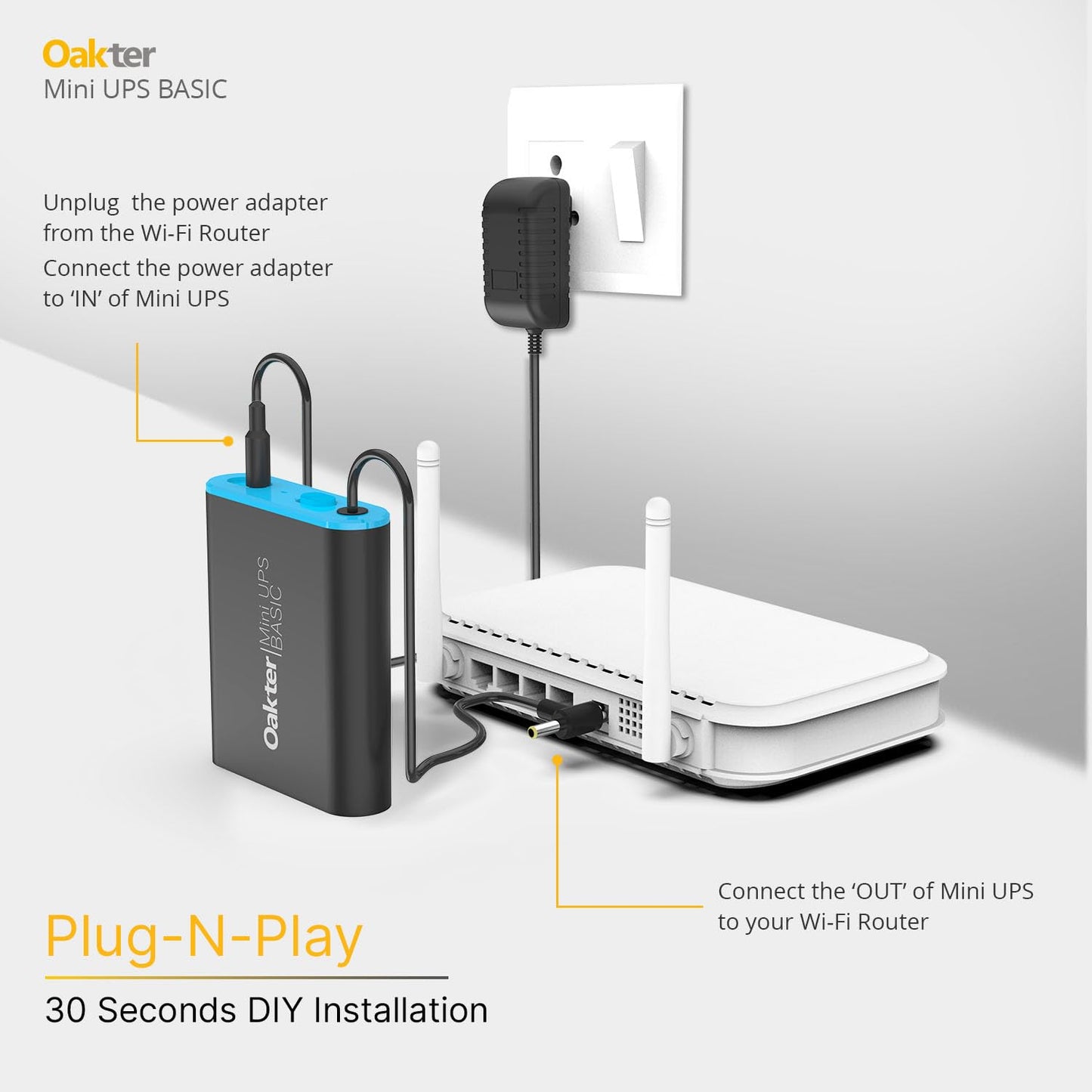 Mini UPS Basic for WiFi Router| Supports 12V-2A Routers. Backup Upto 3 Hours