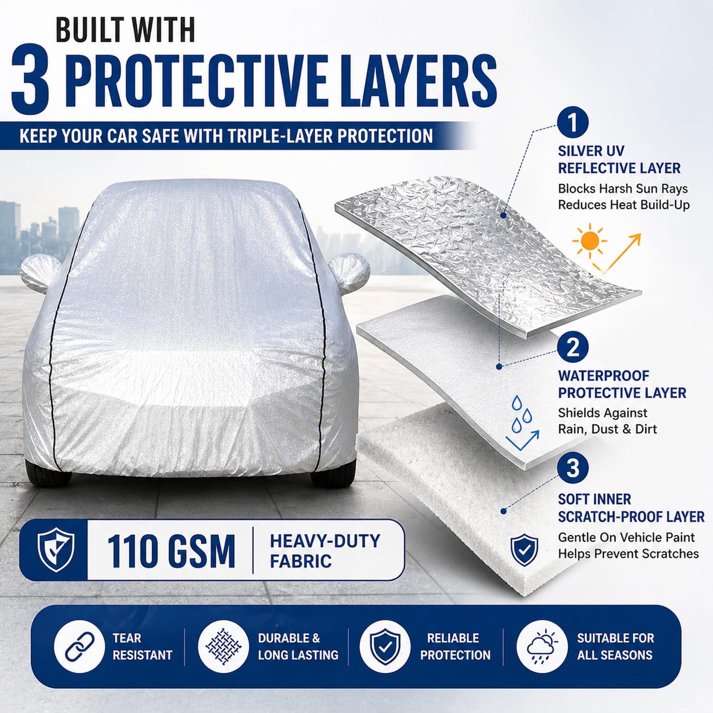 Maruti Suzuki Metallic silver Car Cover Waterproof Dustproof Protection