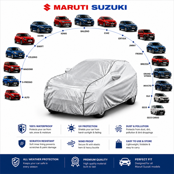 Maruti Suzuki Metallic silver Car Cover Waterproof Dustproof Protection